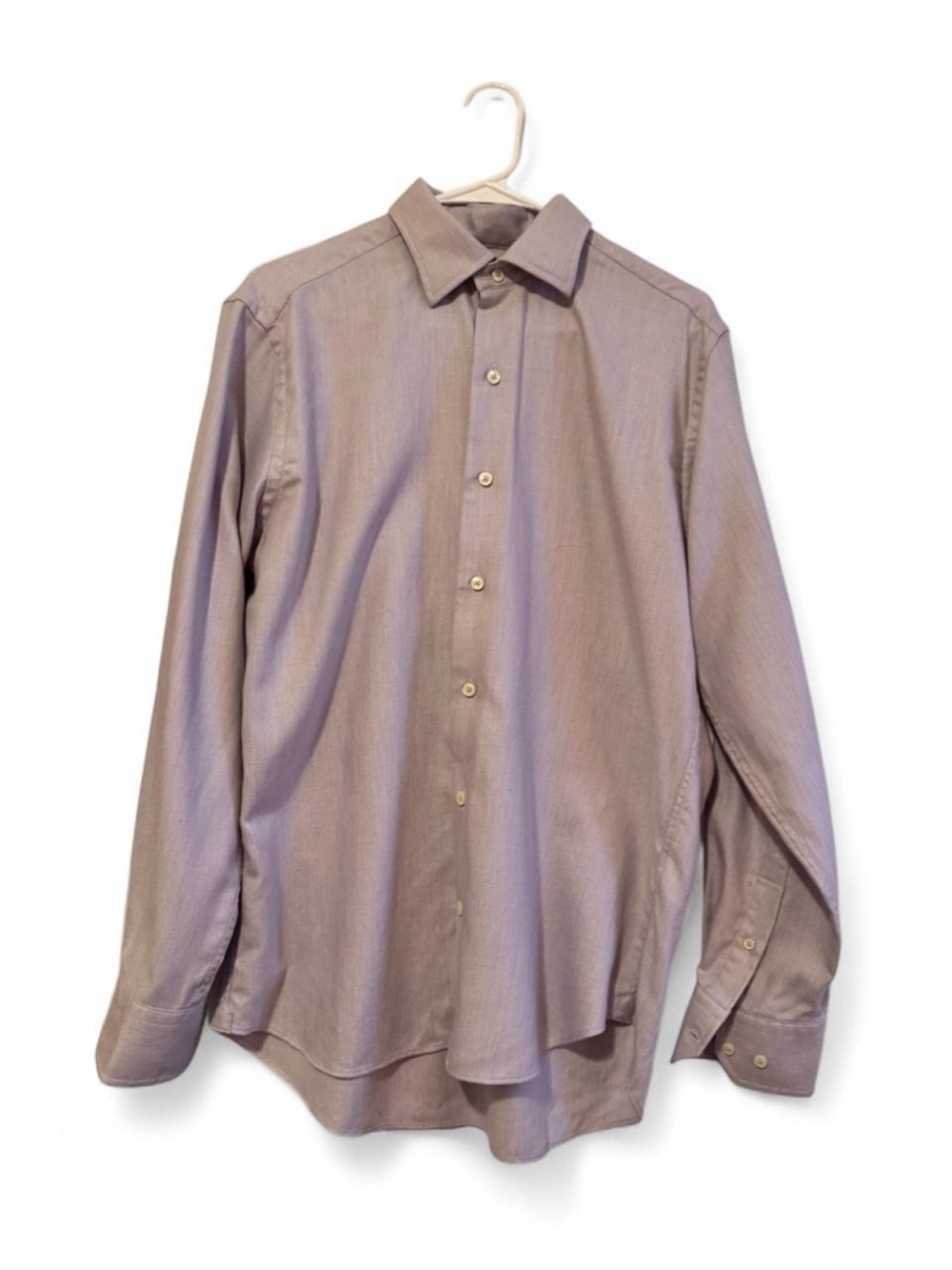 David Donahue Men's Long-Sleeve Button-Up Shirt in Light Lilac size M